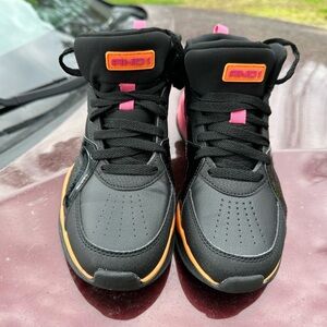 Black And1 shoes with pink and orange. Size 8
